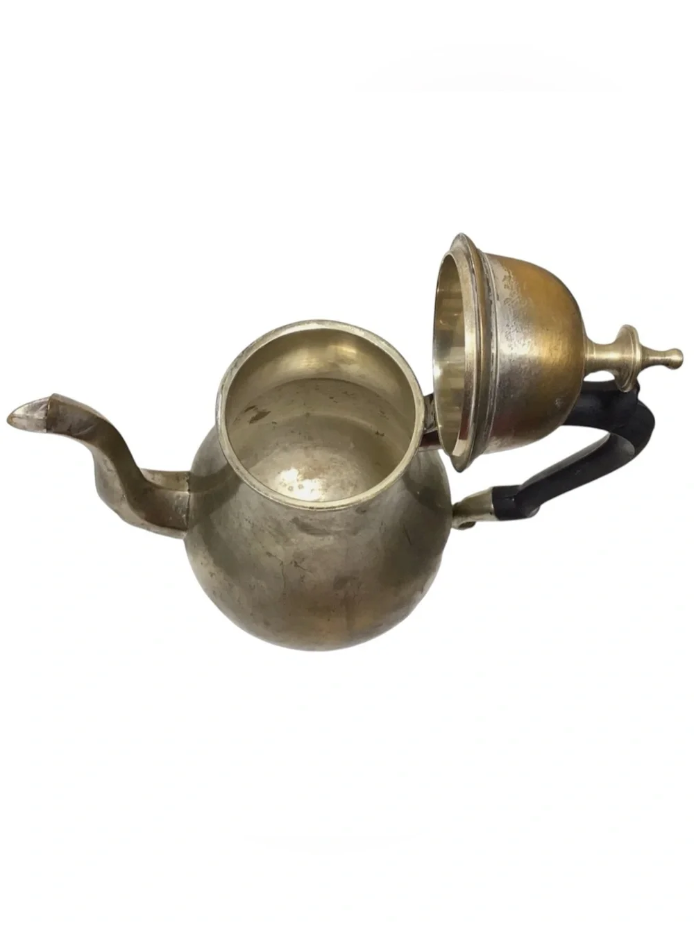 Vintage EPNS Coffee Tea Pot Pair Brass Tone 8.5” 10” Black Handles India